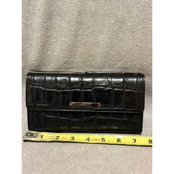 Jones New York Black Italian Leather Croc Print Wallet Never Used - Picture 6 of 10